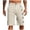 Beige, variant on LiuXxxx Mens Linen Shorts Elastic Waistband Classic Fit Button Summer Beach Casual Shorts Green M