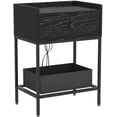 thumbnail image 5 of Y&M Nightstand with Charging Station and USB Ports Set of 2, Side End Table with Drawer, Modern Bedside Tables Night Stand Storage Shelf for Small Spaces, Bedroom, Living Room - Black, 5 of 8