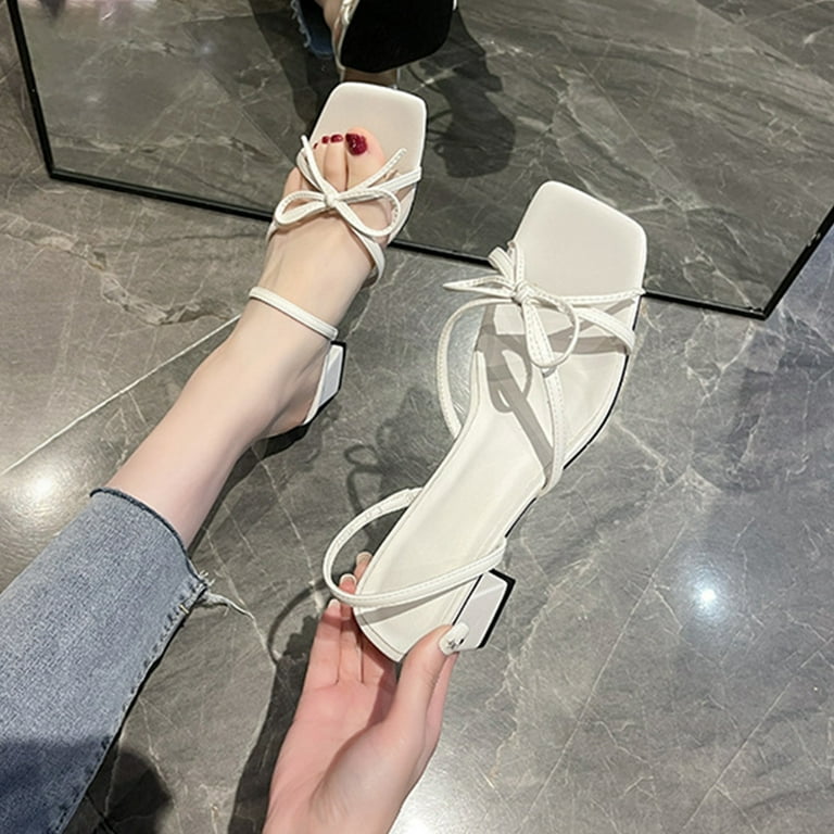 AXXD Women White Sandals Clearance Under $10 New Summer AXXD Women White Sandals Clearance Under $10 New Summer