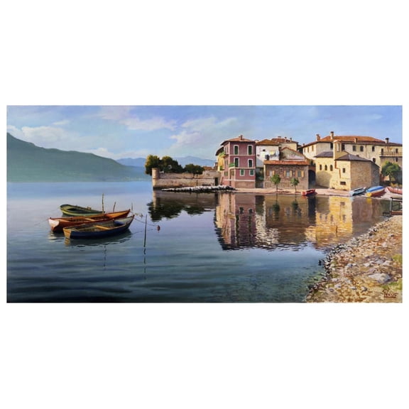 Global Gallery's 'Paese sul lago' By Adriano Galasso Unframed Giclee on Paper Print