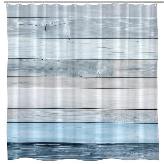 Teal And Grey Wooden Barn Shower Curtain Rustic Barn Door Wood Board Vintage Farmhouse Minimalist Old Floor Retro Bathroom Curtains Set Polyester Fabric With Hooks 54"W x 72"L