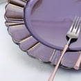 thumbnail image 4 of BalsaCircle 24 Purple Gold13" Acrylic Wooden Textured Round Scalloped Trim Plastic Charger Plates, 4 of 7