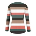 thumbnail image 3 of FAIWAD Women's Long Sleeve Knit Top Fall Winter Striped Print Ribbed Slim Stretch Top Button Down Basic Top, 3 of 4