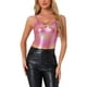thumbnail image 1 of Camiseta sin mangas metálica para mujer INSPIRE CHIC con tirantes espagueti y espalda descubierta, talla XS, color rosa intenso, 1 of 6