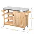 thumbnail image 5 of DWVO Outdoor Table and Storage Cabinet Solid Wood Movable Grill Table with Stainless Steel Top for Outside Patio Kitchen Island or Bar Cart - Natural, 5 of 6