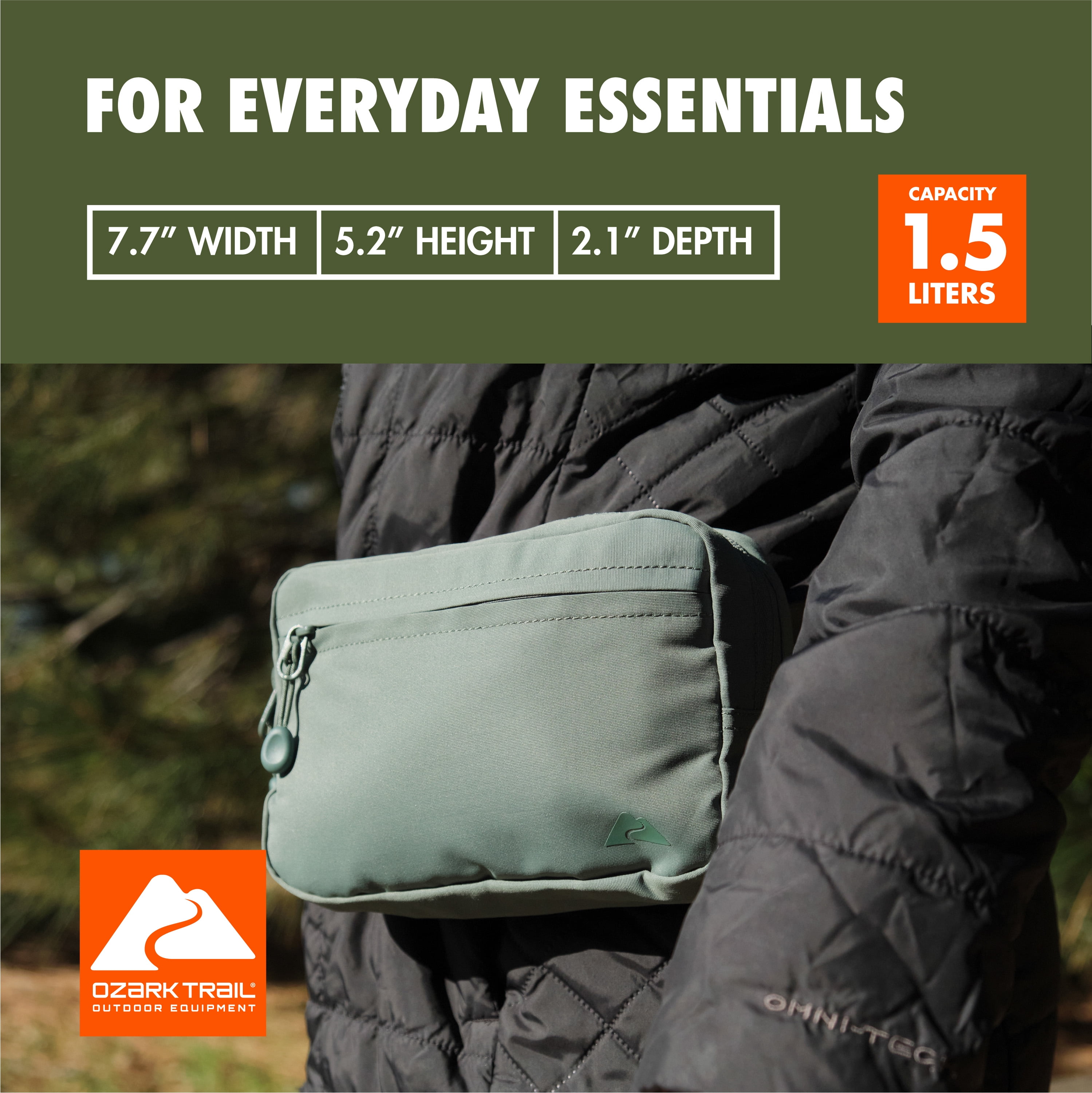 Ozark Trail Denver Waistpack, Sage Fanny pack, Polyester, Zipper, Adult, on Waist