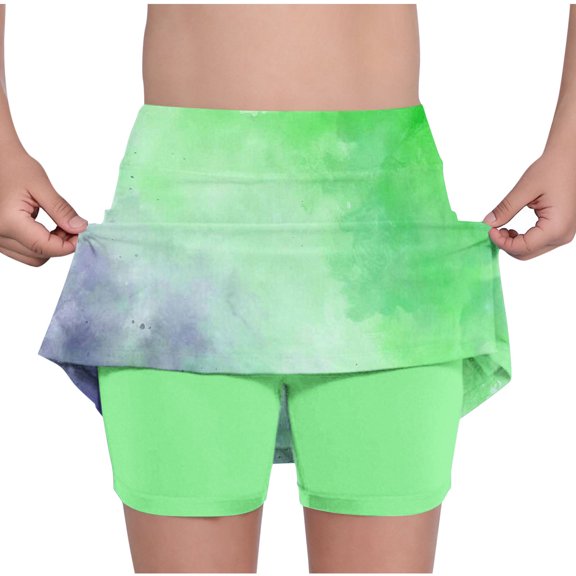Gamivast Tennis Skirt for Girls with Pockets Shorts Elastic High Waisted Athletic Golf Skorts Running Workout Skirts 2 In 1 Green at Placed Recently by Me Delivery Status