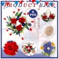 thumbnail image 3 of Guvpev 6 Pcs Patriotic Red, White and Blue Floral Veterans Day Wreath for Cabinets Mini Patriotic American Candle Ring Wreath 4th of July Independence Day Rings Wreaths for Pillars Table Window Door, 3 of 17