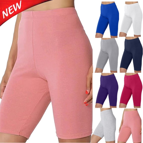 Tqyyweavej Women's High Waist Biker Shorts Tummy Control Seamless Solid Color Yoga Shorts Tight Workout Leggings Bermuda Shorts for Women