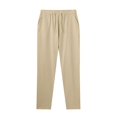 thumbnail image 3 of Caqnni Mens Linen Pants Yoga Beach Loose Fit Casual Summer Elastic Waist Drawstring Trousers with Pockets (Khaki,XL), 3 of 5