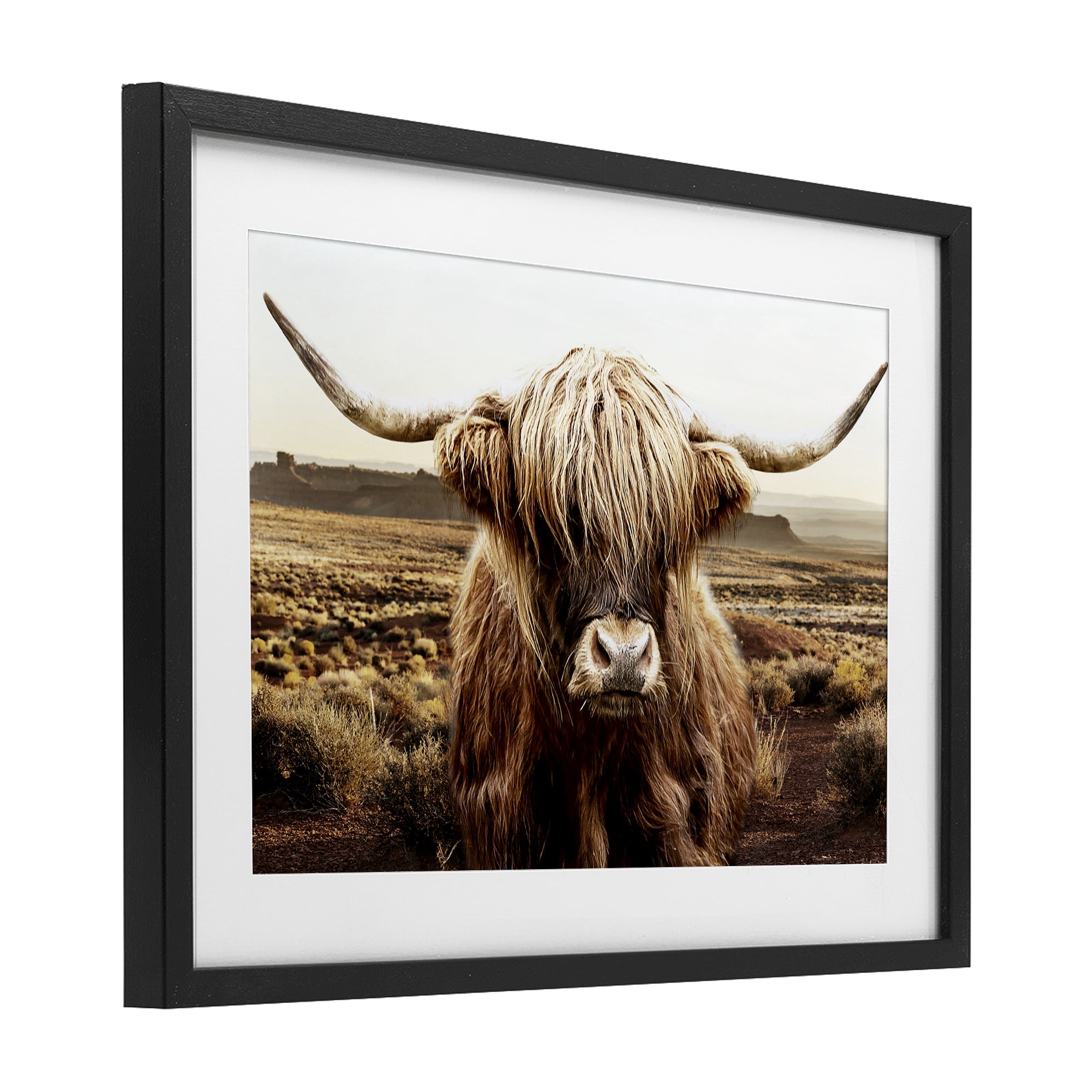 Stupell Industries Rugged Vegetation Cattle Portrait Black Framed Print Under Glass, design by CAD Designs