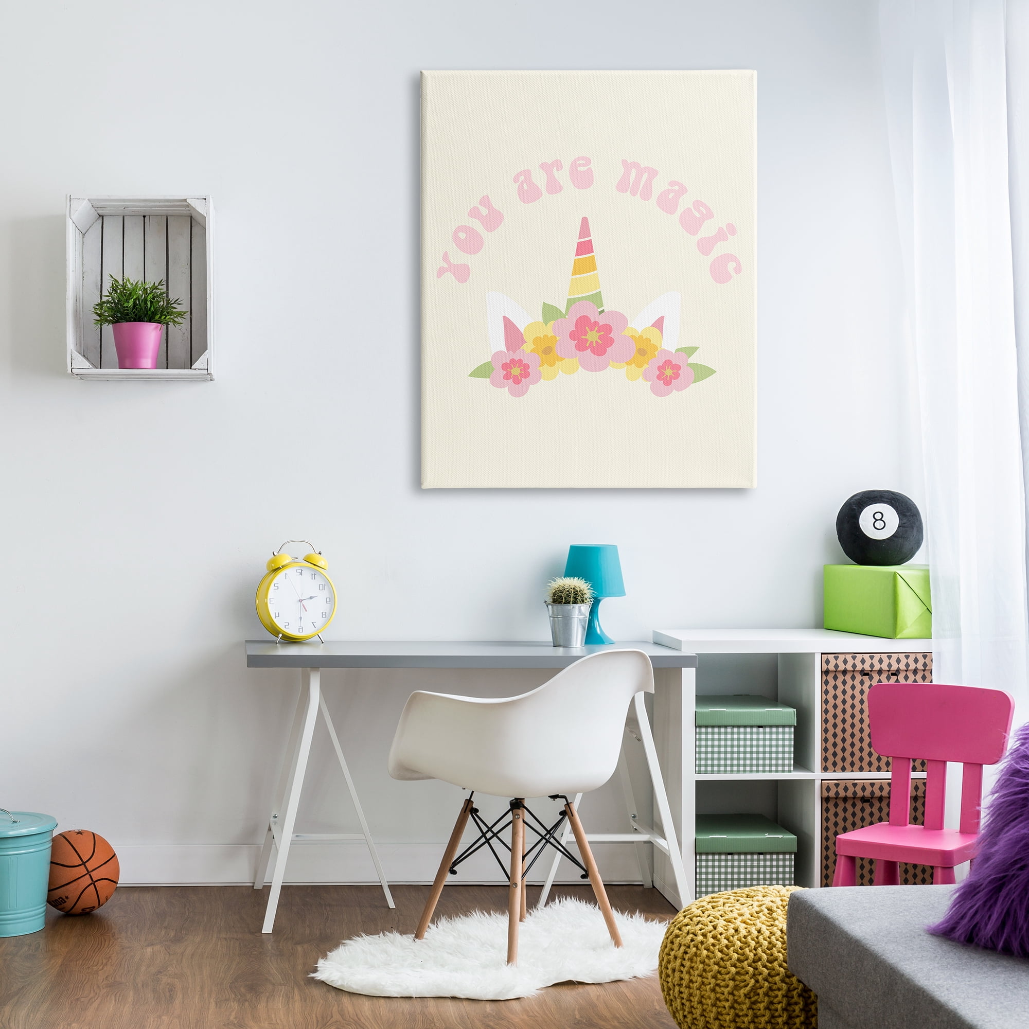Stupell Industries Retro Magic Unicorn Phrase Fairy Tales & Fantasy Painting Gallery Wrapped Canvas Art Print Wall Art, 36 x 48