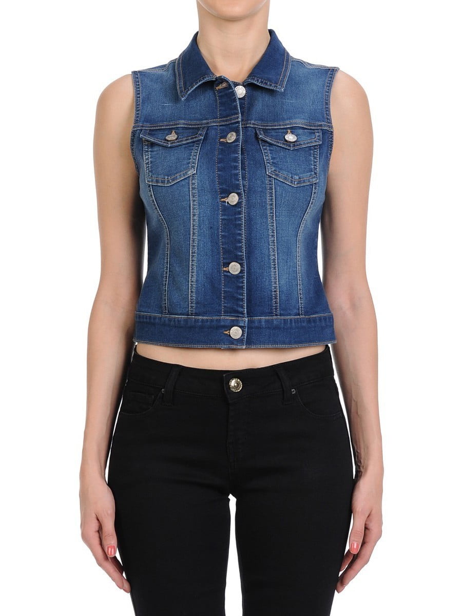 sleeveless jean jacket plus size