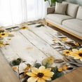 thumbnail image 4 of Yellow Floral Spring Area Rugs 5x8 for Living Room, Summer Rustic Botanical Vintage Wood Non Slip Washable Rug Runner, Low Pile Indoor Floor Carpet Mat Bathroom Rugs for Bedroom, Kids Room, 4 of 9