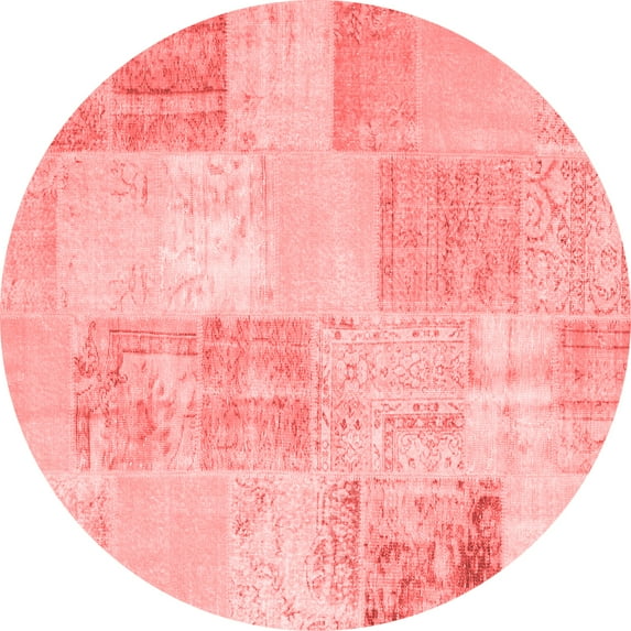 Ahgly Company Indoor Round Patchwork Red Transitional Area Rugs, 8' Round