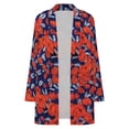 thumbnail image 4 of Women's Plus Size Navy Red Floral Cardigan, Long Sleeve Open Front Tunic with Pockets, 4 of 8
