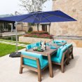 thumbnail image 3 of Gymax 10x10 ft Patio Offset Cantilever Umbrella Aluminum 360° Tilt Weight Base Navy, 3 of 10