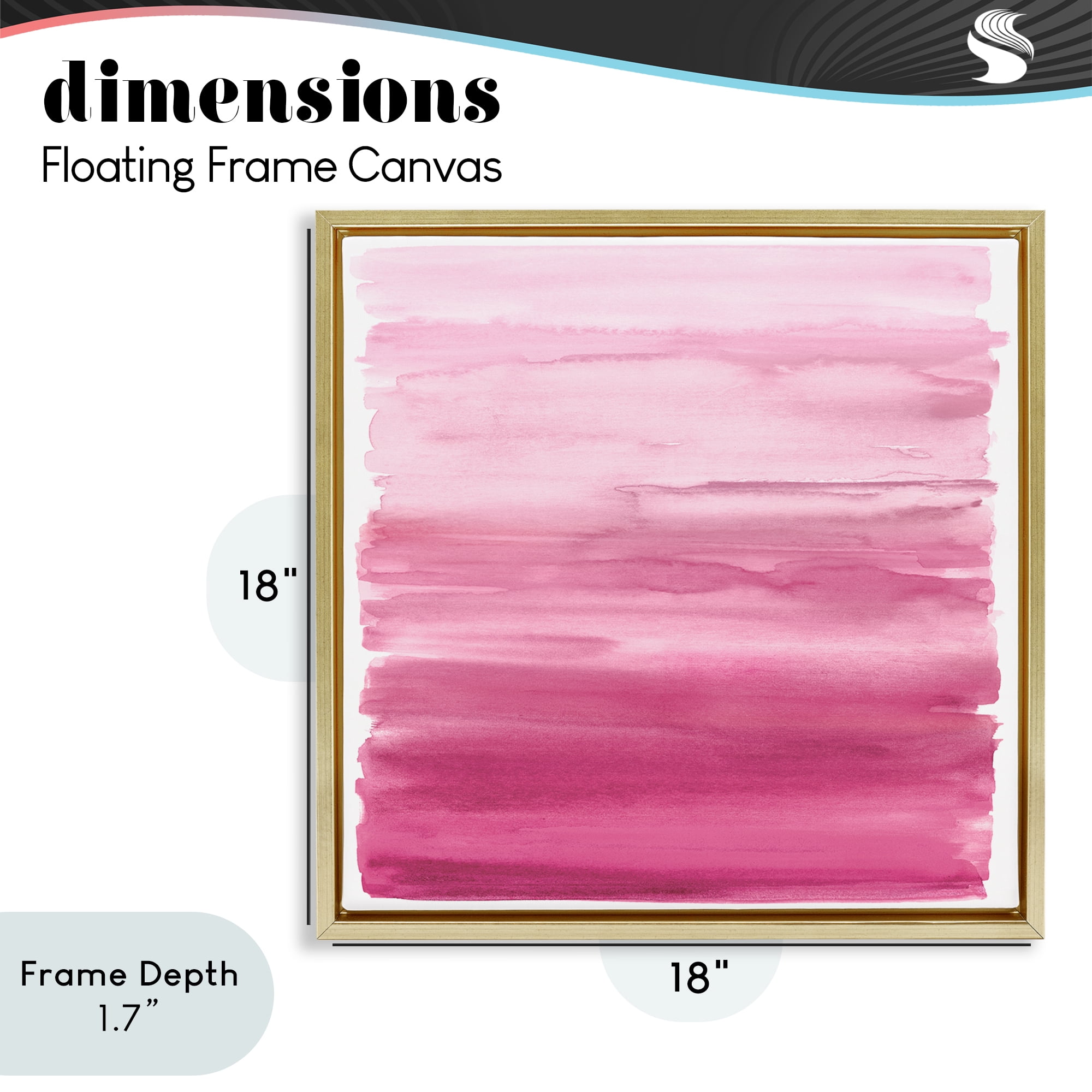 Stupell Industries Gradient Pink Blush Gold Framed Floater Canvas Wall Art, design by Allie Corbin