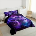 thumbnail image 3 of jejeloiu Safari Wolves Full Size Comforter Sets,Jungle Wildlife Bedding Comforter Set,Purple Starry Sky Bedding Sets For Kids Teens,Super Cozy Room Decor Reversible,3 Pieces, 3 of 8
