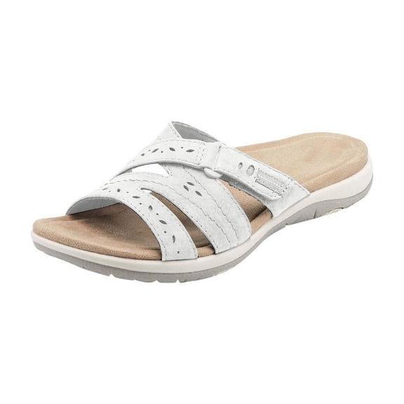 Domuza Orthopedic Casual Sandals for Women Slip on Non Slip Arch Support Flat Wedge Sandals Lightweight Beach Slippers 2026 Soft Foam Shoes White 5.5(EU-36)