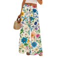 thumbnail image 2 of WTOBBY Women's Flowy Floral Wide Leg Pants with Adjustable High Waist Drawstring, Functional Pockets and Relaxed Casual Fit for Farmers Markets and Summer Festivities,Royal Blue XL, 2 of 7