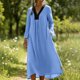thumbnail image 4 of Vestido de Verano Casual de las Mujeres sin Mangas Gradual Vestido Largo con Cuello en V, Maxi Suelto Fluido para la Playa Y el Uso de Vacaciones, 4 of 8