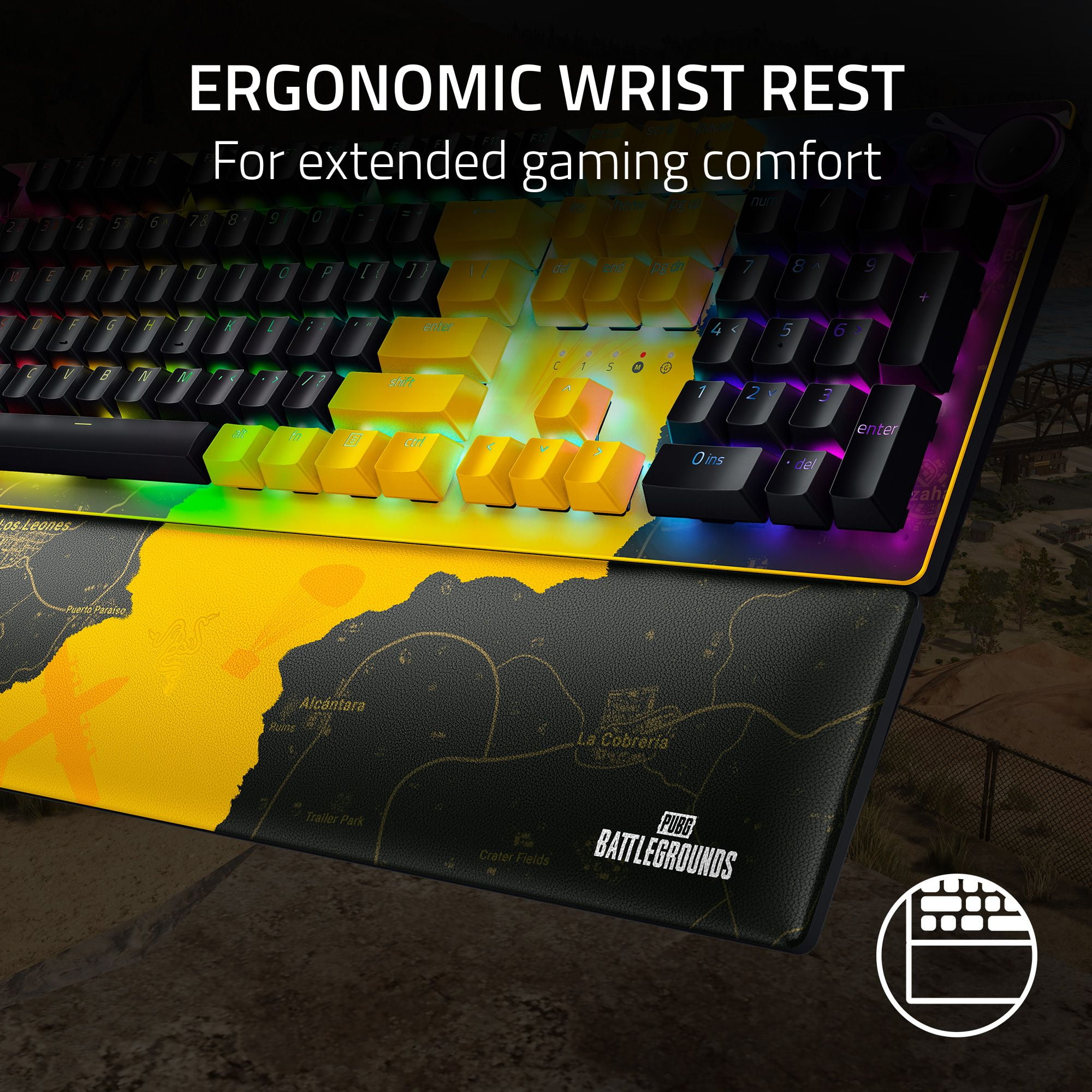Razer Huntsman V2 PUBG Wired Gaming Keyboard, Black/Yellow 