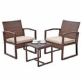 thumbnail image 7 of JOIVI 3 Piece Outdoor Modern Bistro Set, Wicker Conversation Set, Patio Rattan Chair Set, Patio Furniture Set with Coffee Table, Garden Balcony Backyard Poolside (Brown), 7 of 7