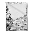 thumbnail image 2 of Bigfoot Soft Flannel Fleece Throw Blanket, Mythical Creature Snowman on the Hills Leaving Footprints Behind Him, Cozy Plush for Indoor and Outdoor Use, 60" x 80", Black and White, by Ambesonne, 2 of 5