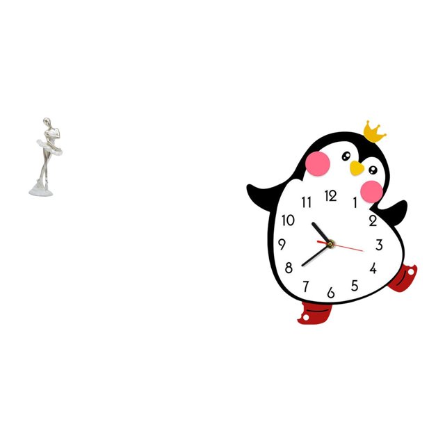 Figura De Pingüino Bailando Moderna Y Creativa, Escultura Artística Y Reloj De Pared De Madera, Adorno Decorativo A Pilas Para El Dormitorio.