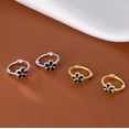 thumbnail image 6 of Solid 925 Sterling Silver Daisy Flower Hoop Earrings Huggie for Women Teens Black Flower Hoop Earrings Spring Cartilage Helix Earrings, 6 of 12