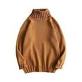 thumbnail image 2 of Aueoeo Mens Sweater, Thermal Trendy Mens Casual Fashion Solid Color Long Sleeved High Round Neck Sweater Fall Winter Knitwear, 2 of 3
