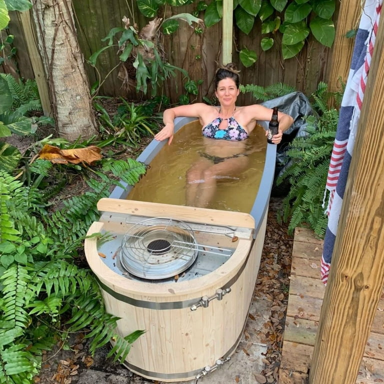 ALEKO Natural Pine Wood Hot Tub 2 Persons 132 Gallons with Charcoal Stove -  Walmart.com