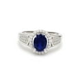 thumbnail image 2 of Diamond-Capitals 2.15 Carat New Oval Cut Blue Sapphire Gemstone with Natural Diamond Wedding Ring for Ladies Solid 14K White Gold Size 4, 2 of 7