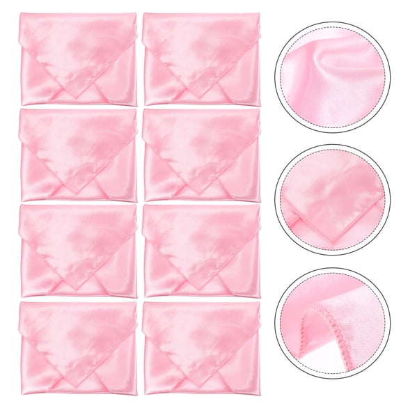 Niceauty Pink Satin Dinner Napkins Smooth Material Reusable for Home 8Pcs