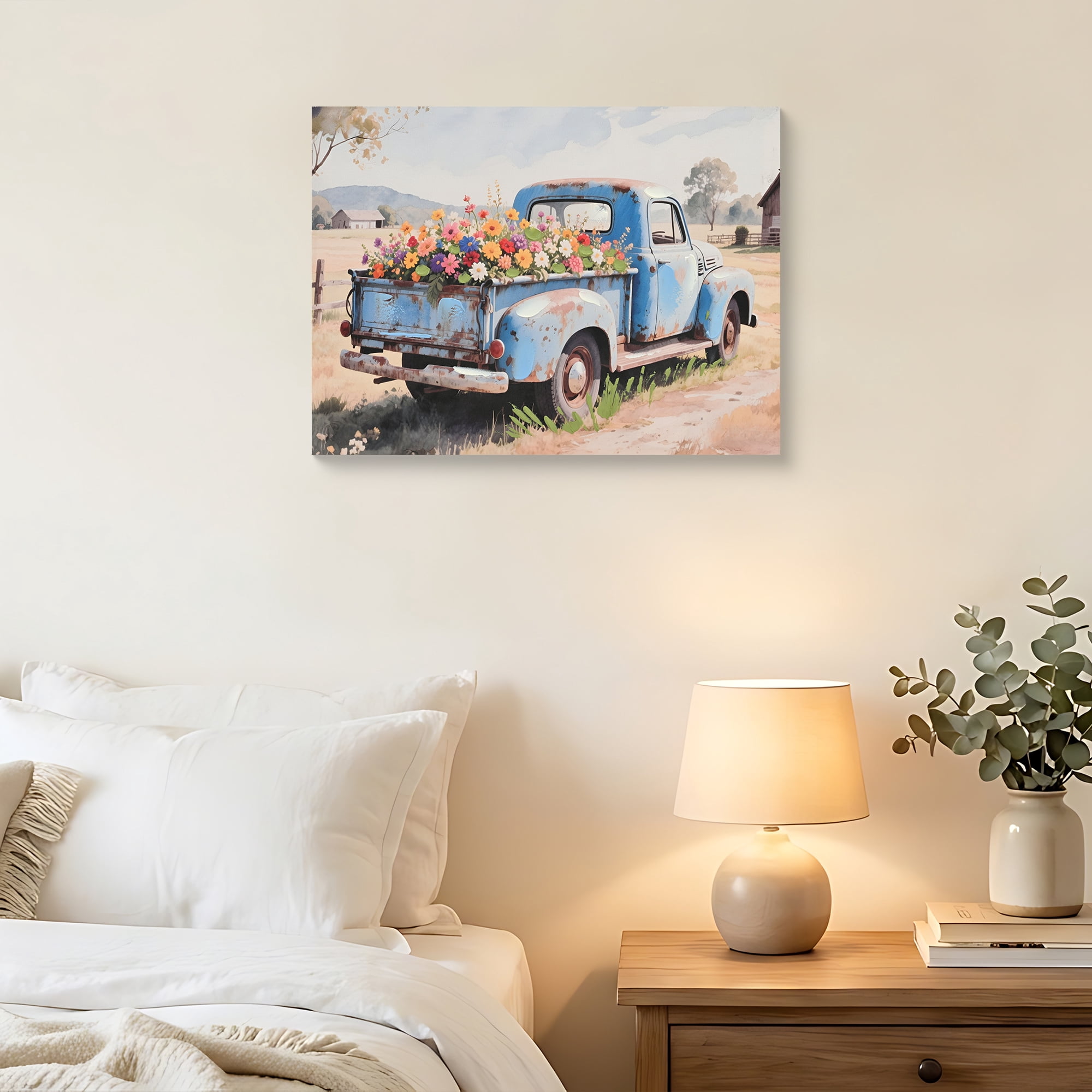MOONMISS Farmhouse Old Truck Canvas Wall Art Print 12x16in