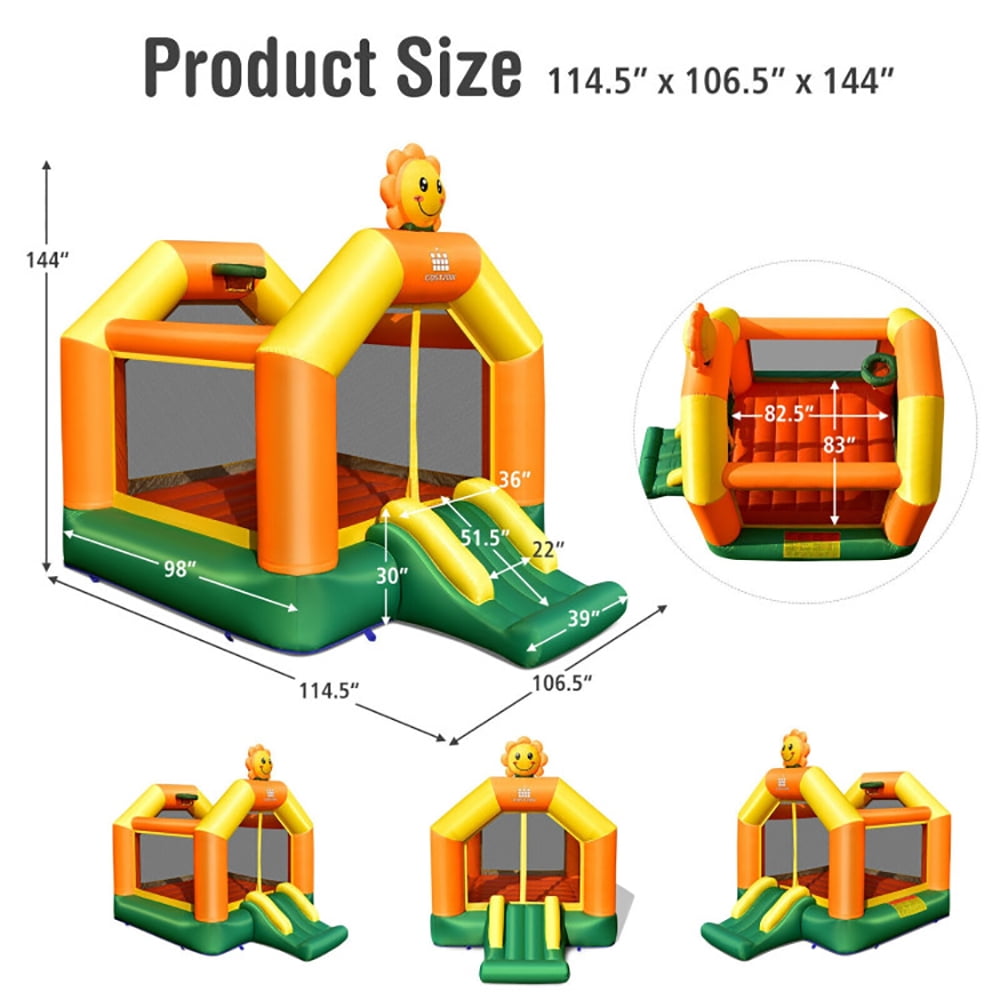 Aimee Lii Kids Inflatable Bounce Jumping Castle House with Slide without Blower, Playhouse for Kids Outdoor