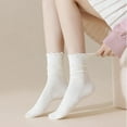 thumbnail image 5 of Women's Ruffle Socks,Casual Cute Ankle Socks Breathable Knit Cotton Soft Frilly Crew Socks for Women 6 Pack, 5 of 7