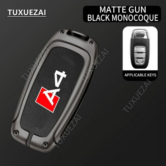 For Audi A4 Car Remote Key Cover Case D style 3 buttons Zinc Alloy Leather Car Key Cover A4 A5 A6 Q1 Q7