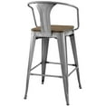 thumbnail image 5 of Modway Promenade 30" Modern Metal/Bamboo Bar Stools in Gunmetal (Set of 2), 5 of 5