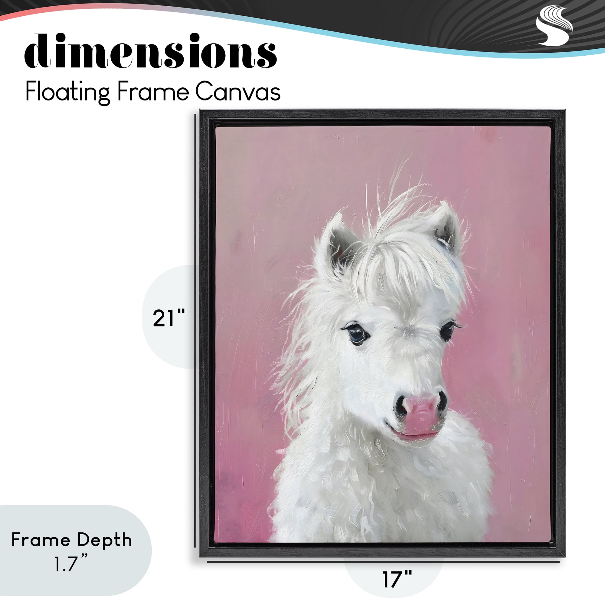 Stupell Industries Gentle White Pony Black Framed Floater Canvas Wall Art, design by The Prints Vibe