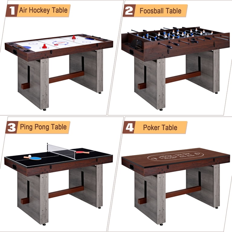 Rioloiuy, 55in Combo Game Table, 4 in1 Multi-Game with Air Hockey