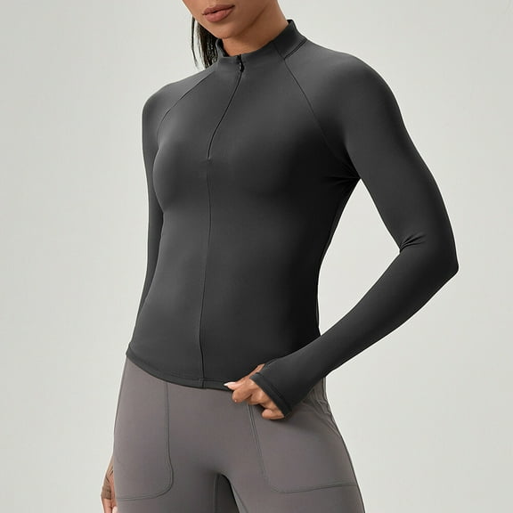 Women Tight Yoga Zipper Jacket Sports Long Sleeve Quick Dry Running Fitness Tops
