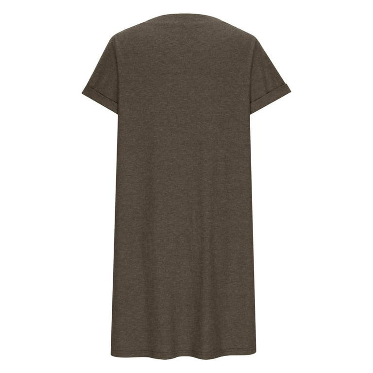 Mingw Womens Plus Size Summer Casual T Shirt Dresses Short Sleeve Loose Fit  Dress Comfortable Skin Friendly Dress,XL,Army Green - Walmart.com