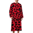 thumbnail image 2 of Animal Print Black Red Leopard Spots Bathrobe Plush Bathrobe Cozy Unisex Winter Bathrobe Warm Water Absorbent, 2 of 9