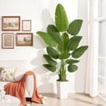 thumbnail image 2 of 6ft Artificial Bird of Paradise Plant, Synthetic Banana Leaf Tree with Textured Wavy White Pot for Home Decor, Perfect Silk Floor Plant, 2 of 9