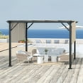 thumbnail image 4 of Resenkos Outdoor Garden Gazebo, Sunshade Gazebo Canopy,12' x 10' Outdoor Retractable Pergola Canopy for Garden Porch Beach, Beige, 4 of 11