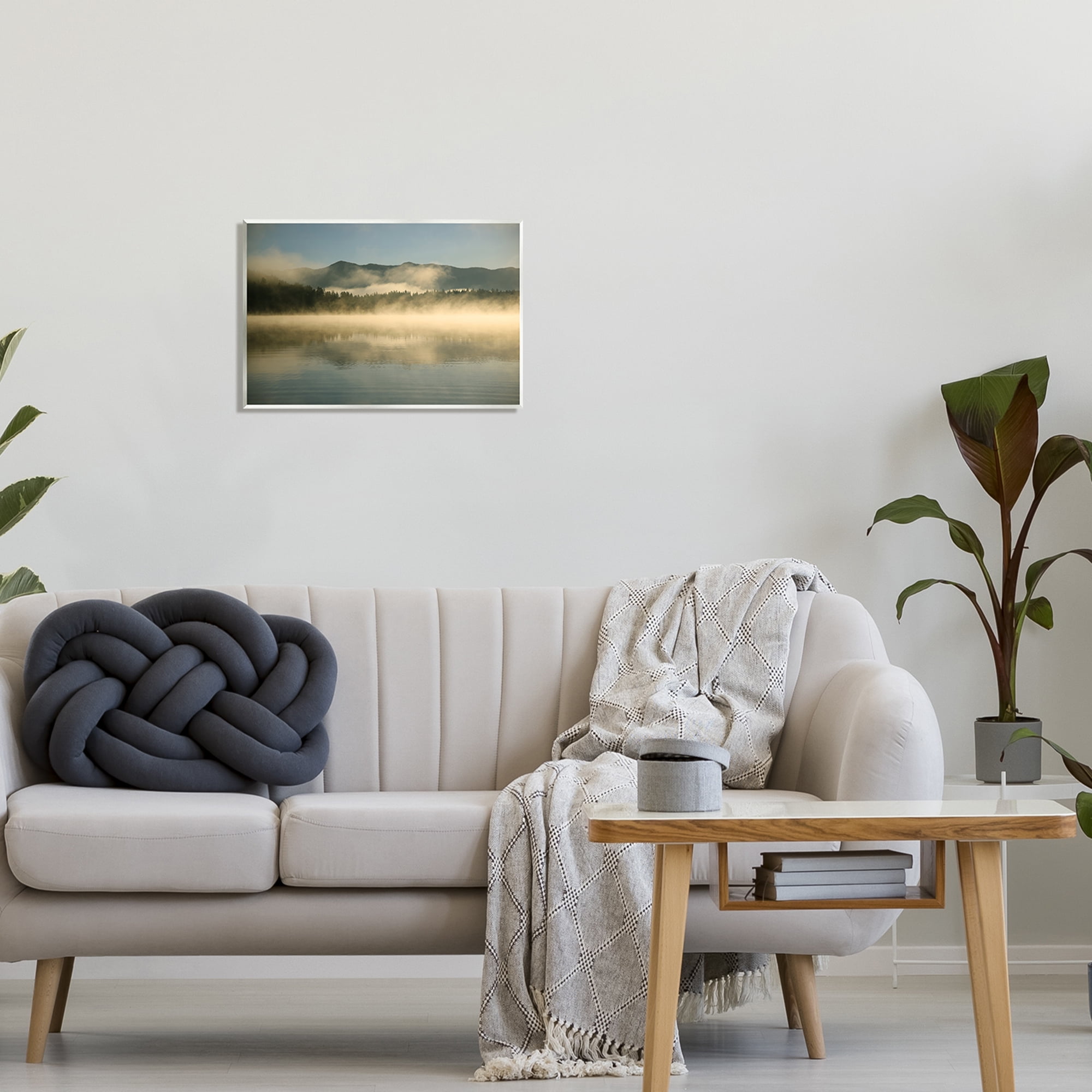 Stupell Industries Misty Lake Mountain Range Scenery Coastal Photography Unframed Art Print Wall Art
