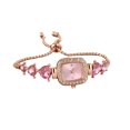 thumbnail image 1 of Reloj de pulsera de diamantes de imitación para mujer, reloj de pulsera analógico de cuarzo con esfera cuadrada pequeña, cadena de corazón de amor, reloj de vestir para mujer con correa ajustable, 1 of 8