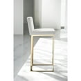 thumbnail image 5 of Pangea Home Dexter 30" Faux Leather & Polished Steel Bar Stool in White/Gold, 5 of 8